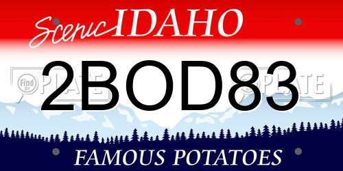 2BOD83 Idaho License Plate