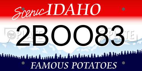 2BOO83 Idaho License Plate