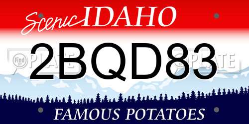 2BQD83 Idaho License Plate