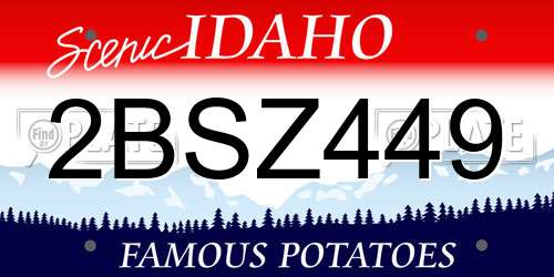 2BSZ449 Idaho License Plate