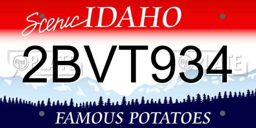 2BVT934 Idaho License Plate
