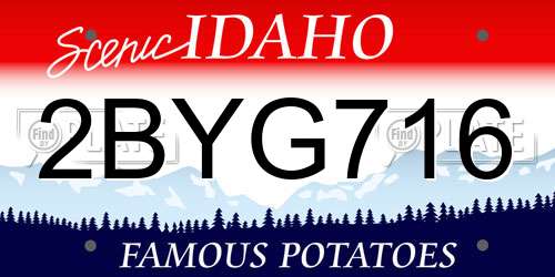 2BYG716 Idaho License Plate