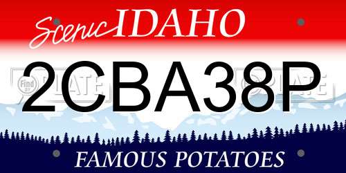 2CBA38P Idaho License Plate