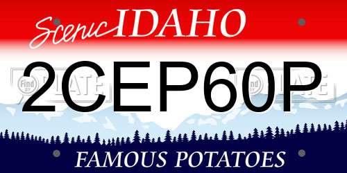 2CEP60P Idaho License Plate