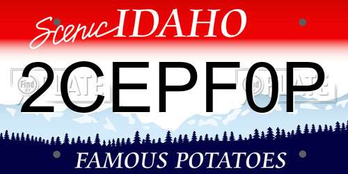 2CEPF0P Idaho License Plate