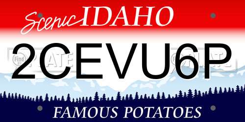 2CEVU6P Idaho License Plate
