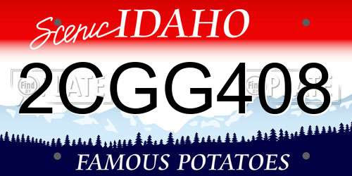 2CGG408 Idaho License Plate