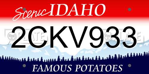 2CKV933 Idaho License Plate