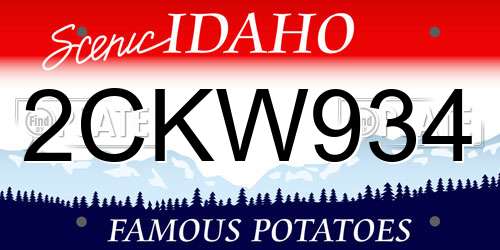 2CKW934 Idaho License Plate