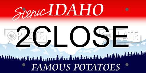 2CLOSE Idaho License Plate