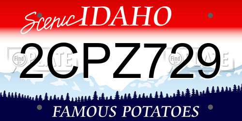 2CPZ729 Idaho License Plate