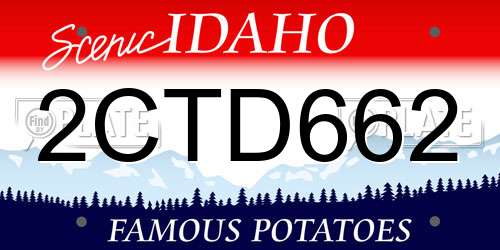 2CTD662 Idaho License Plate