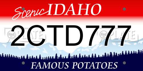 2CTD777 Idaho License Plate