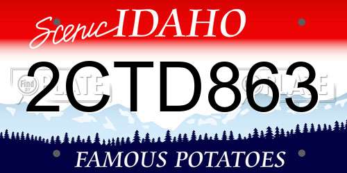 2CTD863 Idaho License Plate