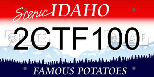 2CTF100 Idaho License Plate