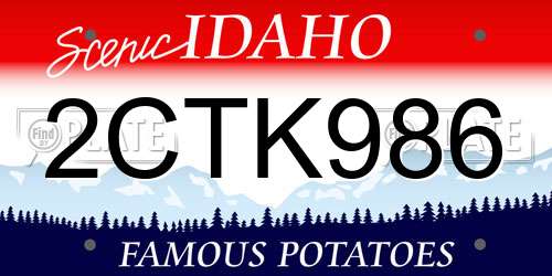 2CTK986 Idaho License Plate
