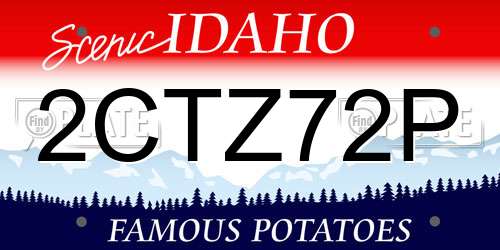 2CTZ72P Idaho License Plate