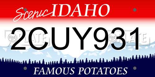 2CUY931 Idaho License Plate