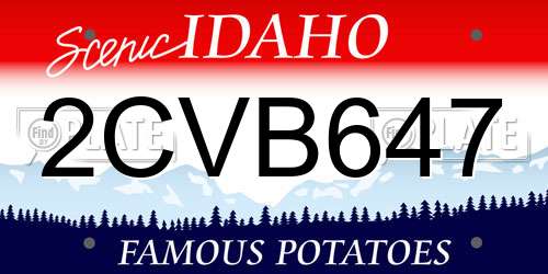 2CVB647 Idaho License Plate