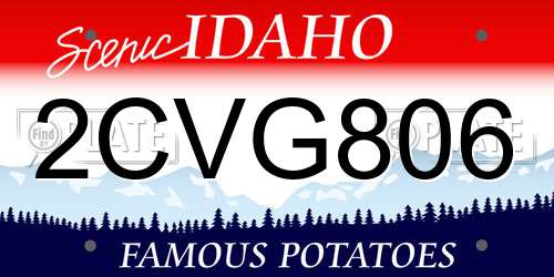 2CVG806 Idaho License Plate
