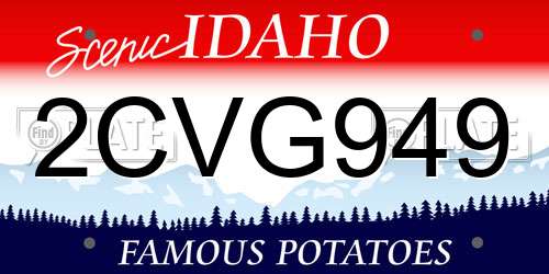2CVG949 Idaho License Plate