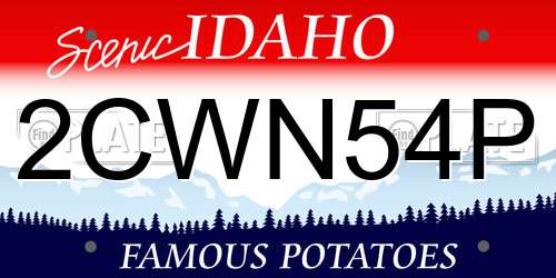 2CWN54P Idaho License Plate
