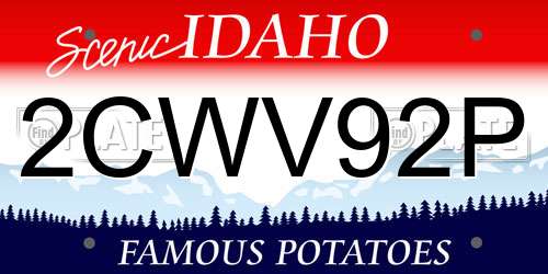 2CWV92P Idaho License Plate