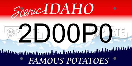 2D00P0 Idaho License Plate