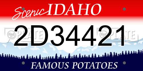 2D34421 Idaho License Plate
