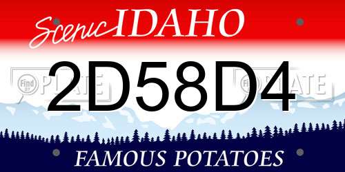 2D58D4 Idaho License Plate