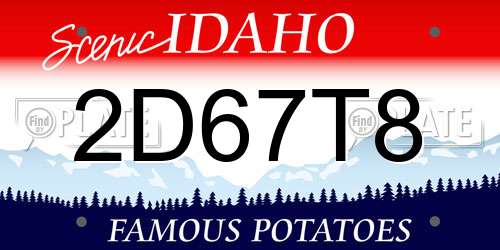 2D67T8 Idaho License Plate