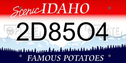 2D85O4 Idaho License Plate