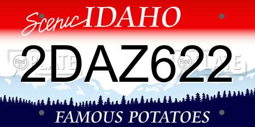 2DAZ622 Idaho License Plate