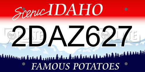 2DAZ627 Idaho License Plate