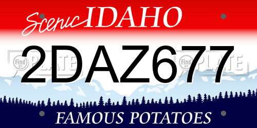 2DAZ677 Idaho License Plate
