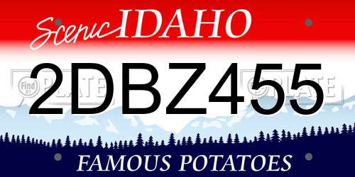 2DBZ455 Idaho License Plate