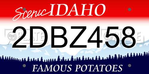 2DBZ458 Idaho License Plate