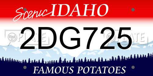 2DG725 Idaho License Plate