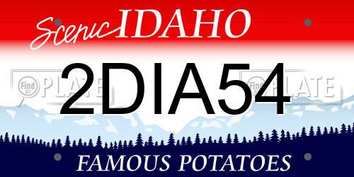 2DIA54 Idaho License Plate
