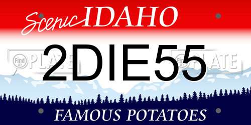 2DIE55 Idaho License Plate