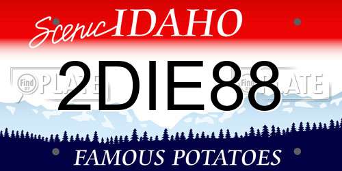 2DIE88 Idaho License Plate
