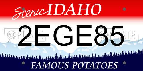 2EGE85 Idaho License Plate