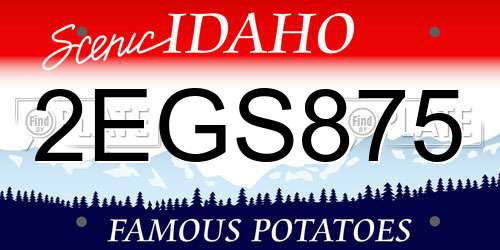 2EGS875 Idaho License Plate