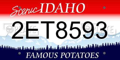 2ET8593 Idaho License Plate