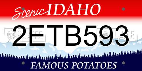 2ETB593 Idaho License Plate