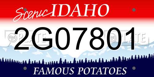2G07801 Idaho License Plate