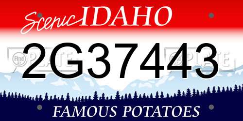 2G37443 Idaho License Plate