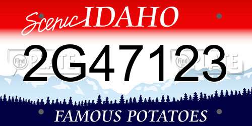 2G47123 Idaho License Plate