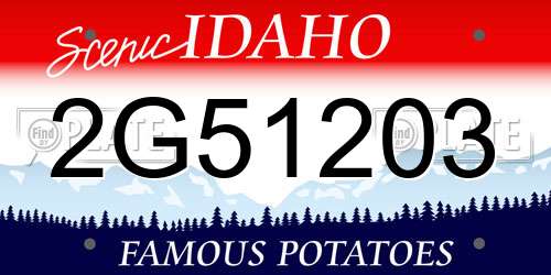 2G51203 Idaho License Plate