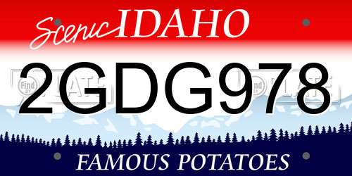 2GDG978 Idaho License Plate